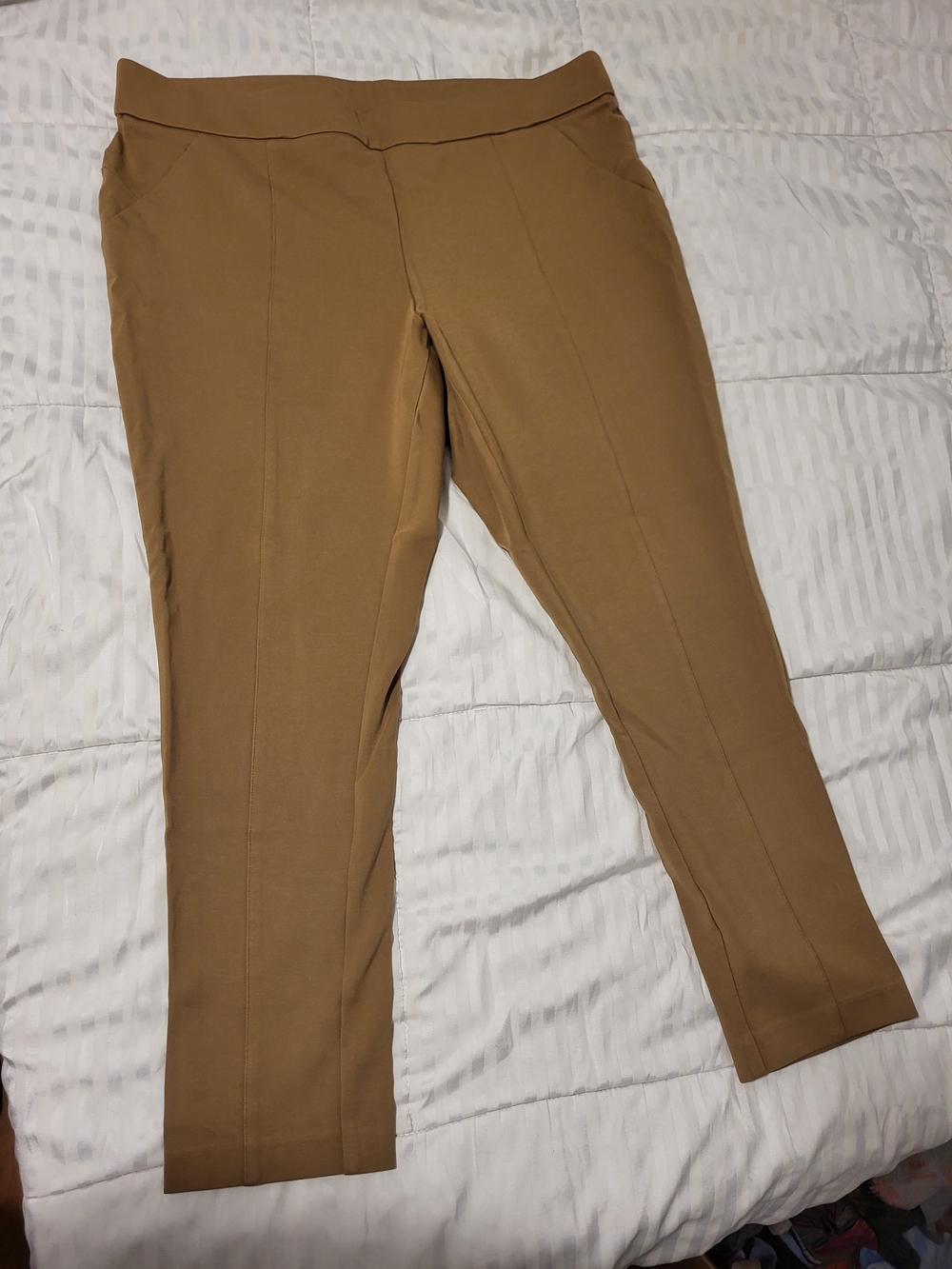 Michel Studio Camel Brown Stretchy Trousers